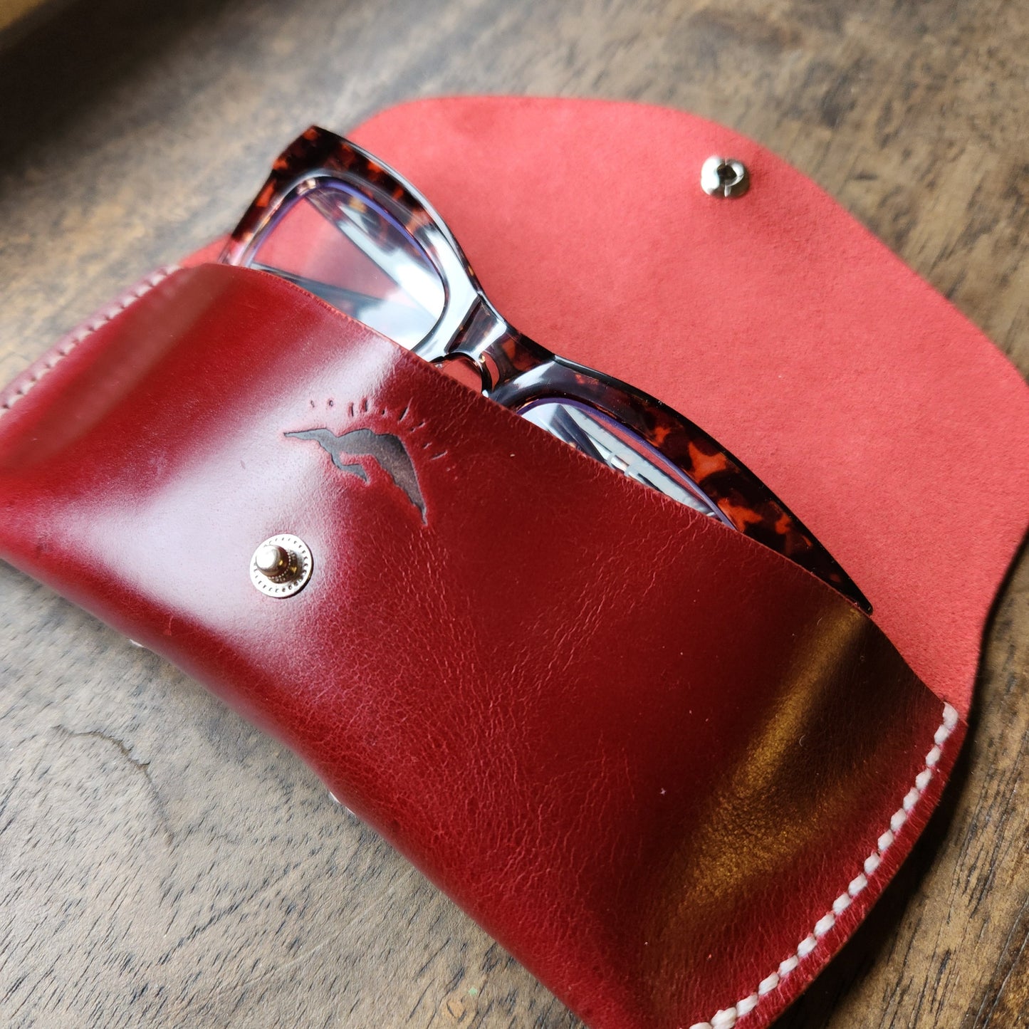Glasses Case in Ruby Leather