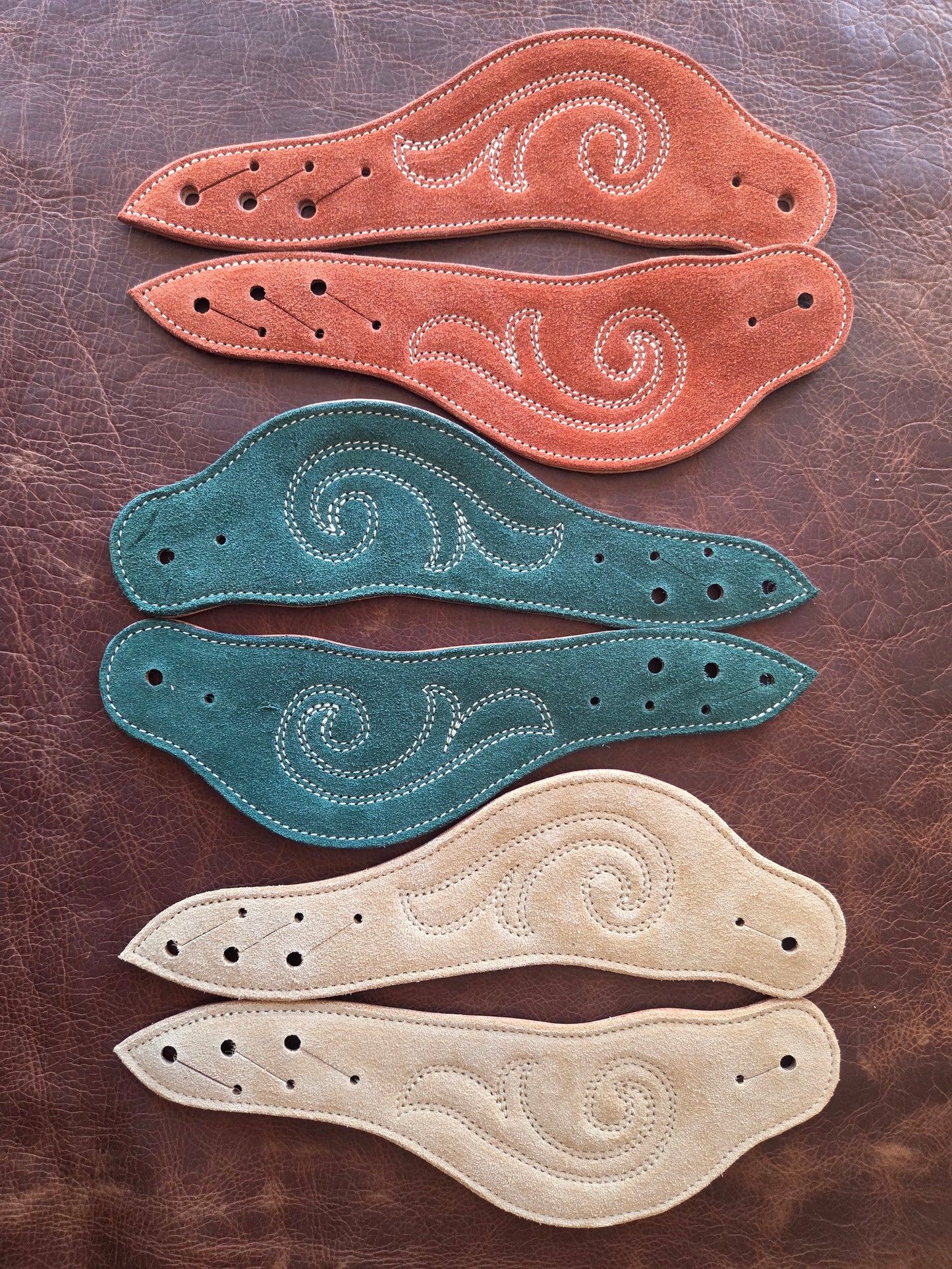Suede Dovewing Spur Straps - Rust