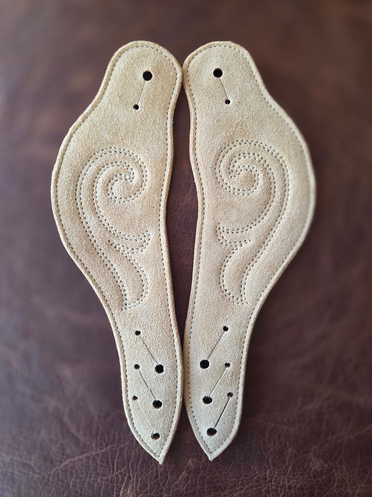 Suede Dovewing Spur Straps - Sand