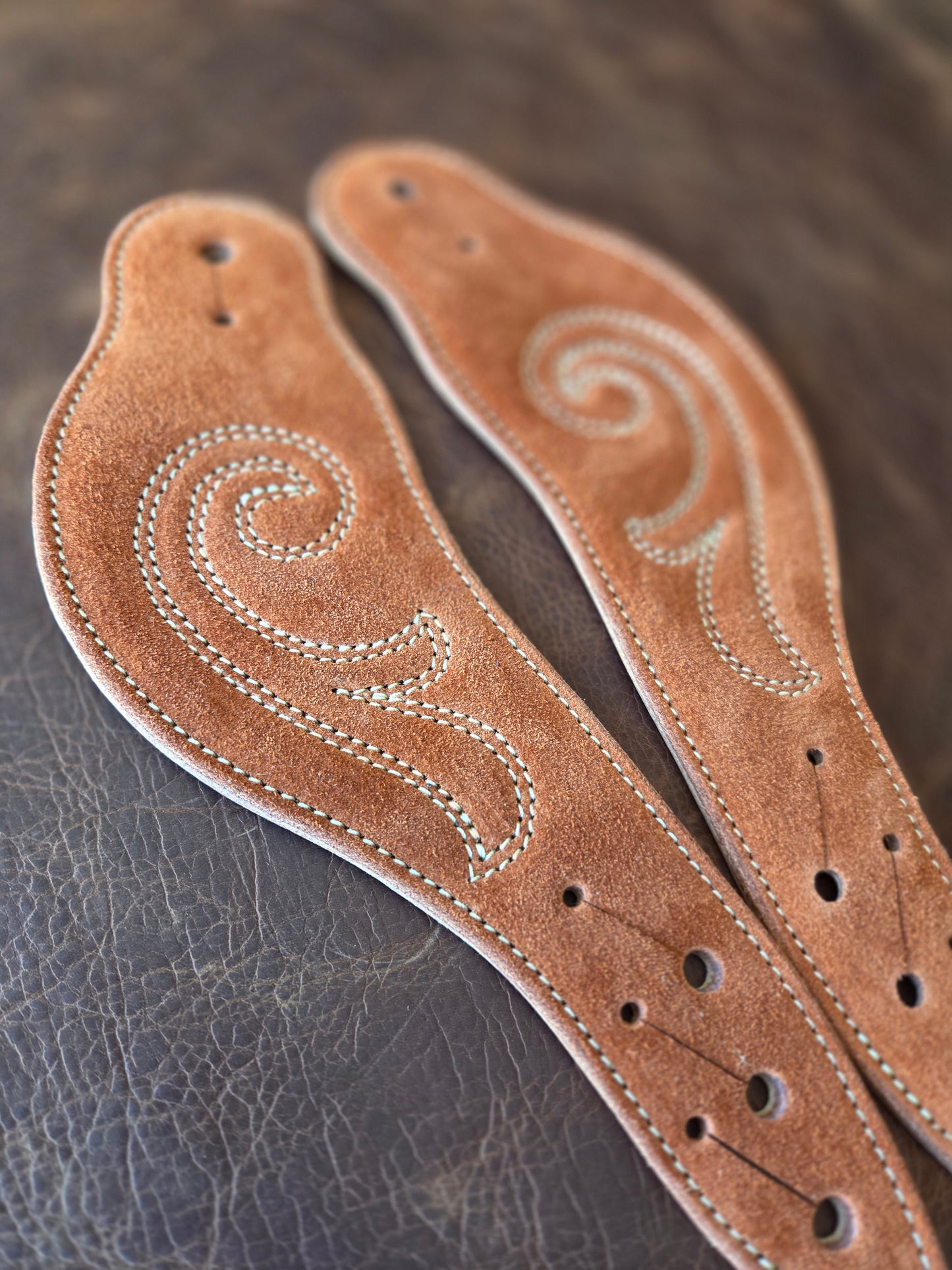 Suede Dovewing Spur Straps - Rust