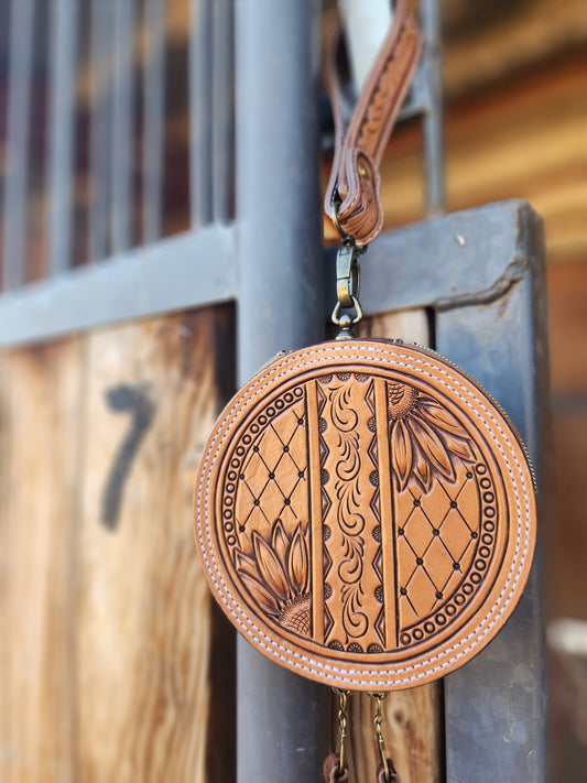 Miss Mary Sunflower Tooled Wristlet