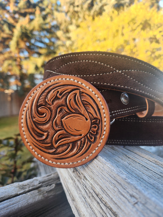 Horn Cap Buckle and Belt Set