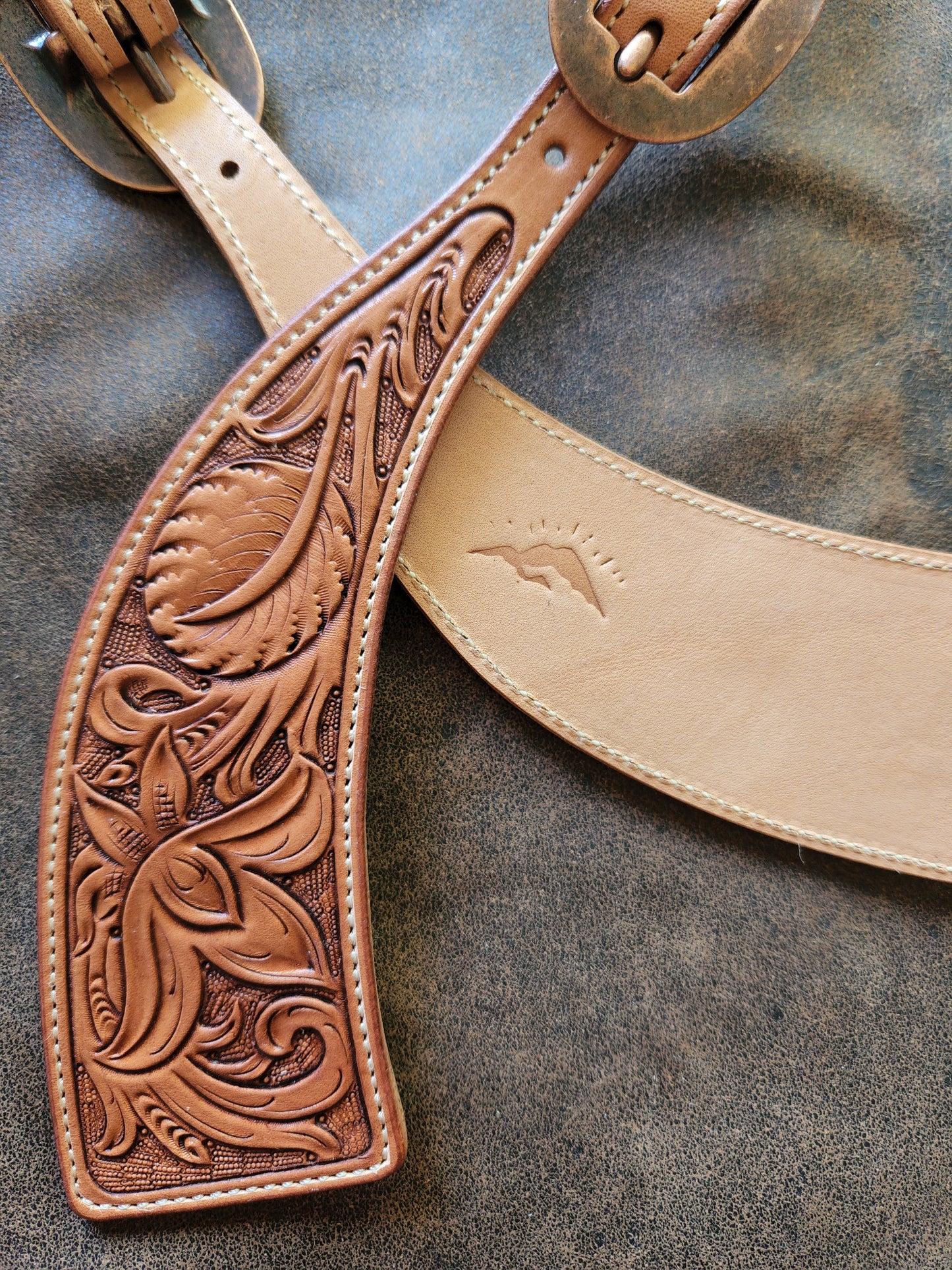 Floral Tooled Square End Spur Straps